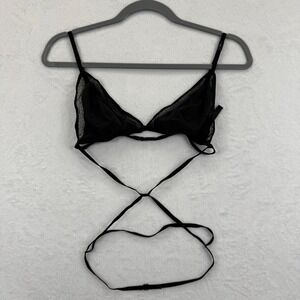 Victorias Secret Bralette Black Lace Wrap Around Bra Size‎ L Lingerie